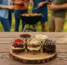 Varios postres artesanales.